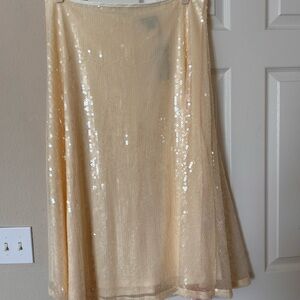 PrettyLittleThing Butter Yellow Sequin Midi Skirt